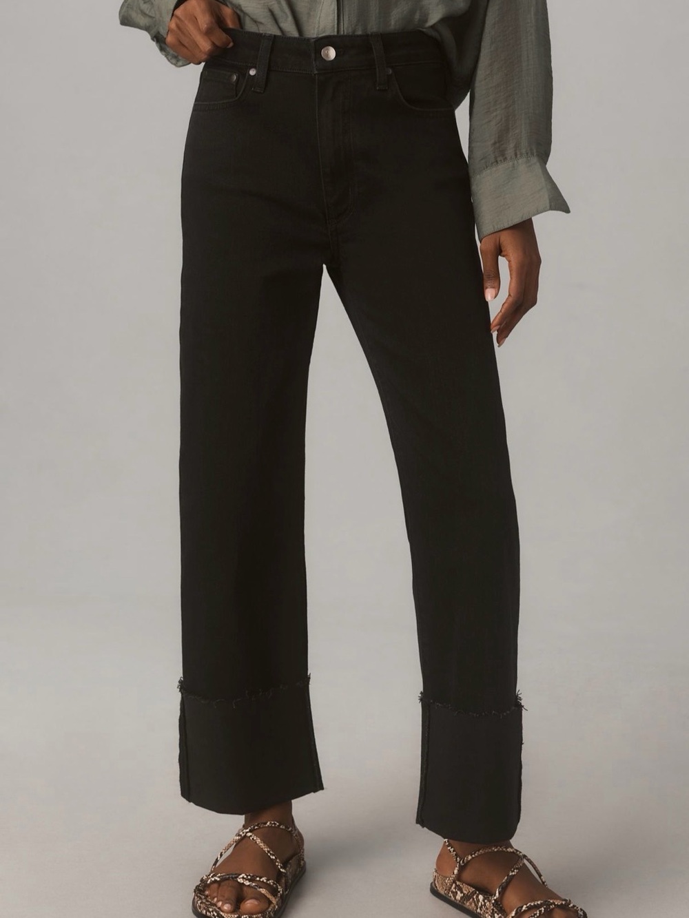 NWOT Pilcro Cuffed High-Rise Black Jeans